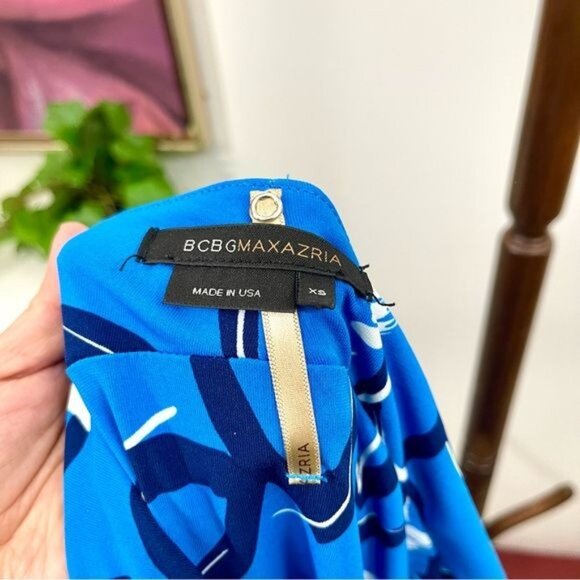 BCBGMaxAzria Blue Floral Halter Knee Dress Size XS - Picture 6 of 7